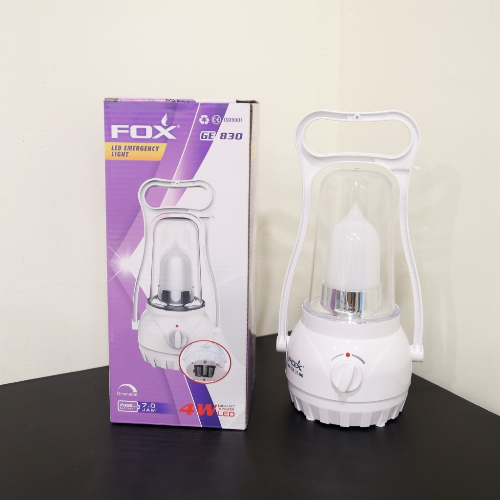 Lampu Emergency Lentera FOX GE830 LED Rechargeable 2000mAh