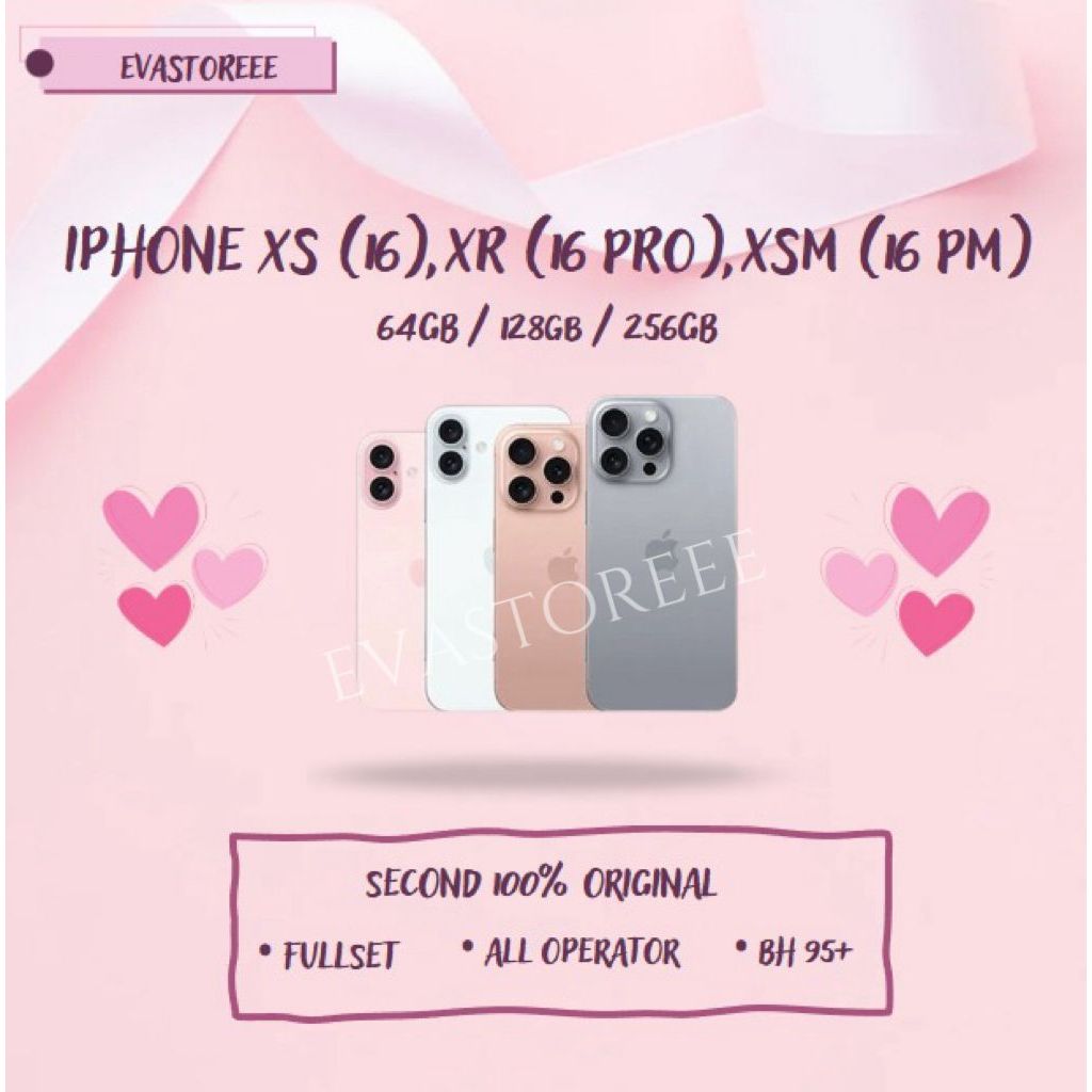 XS/XR/XS MAX to 16/16 PRO/16 PRO MAX 64GB/128GB/256GB Fullset Second 100% Original