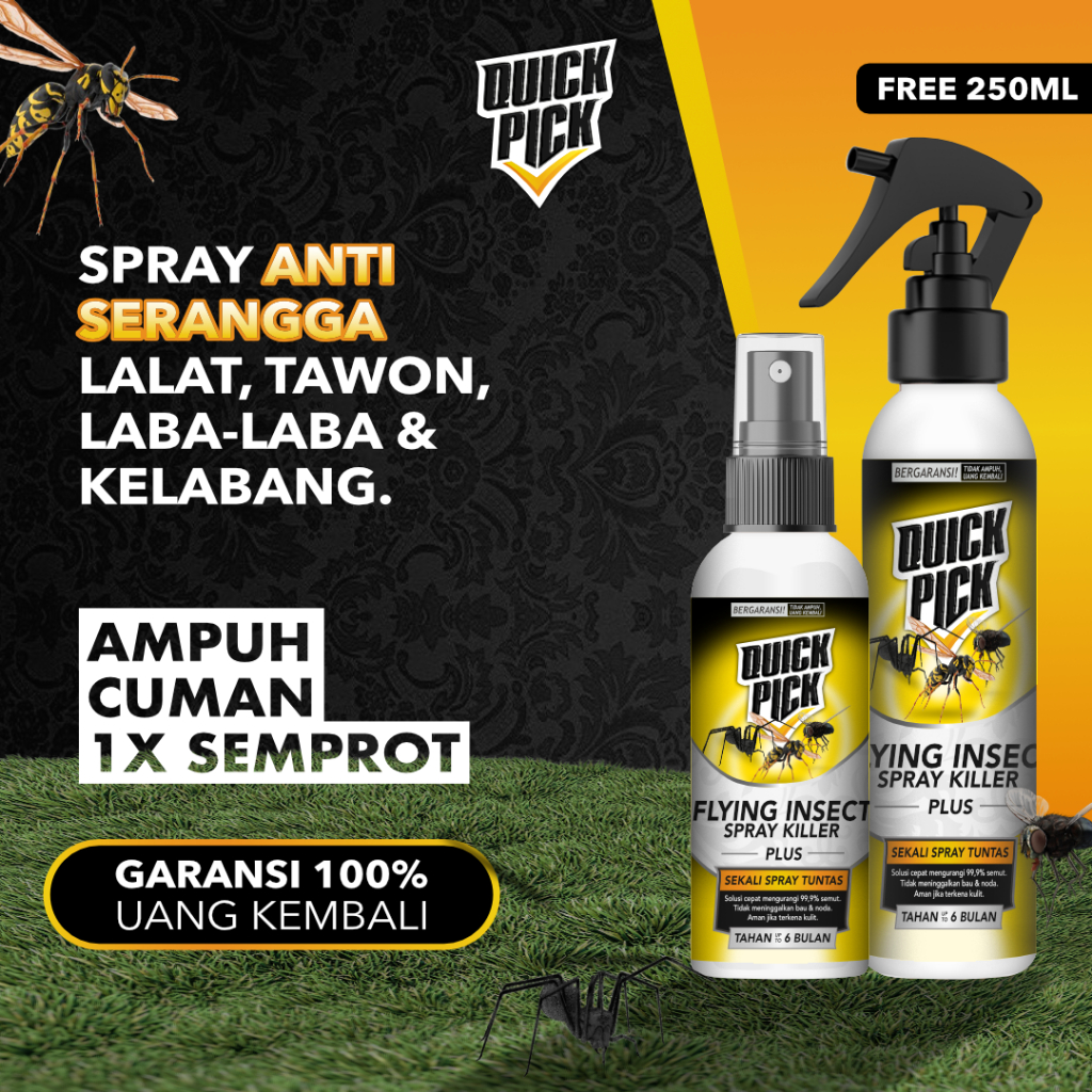 SEMPROTAN PEMBASMI SERANGGA QUICKPICK (FREE 250ML) Aromatic Spray Pembasmi LALAT, KECOA, TAWON, LABA