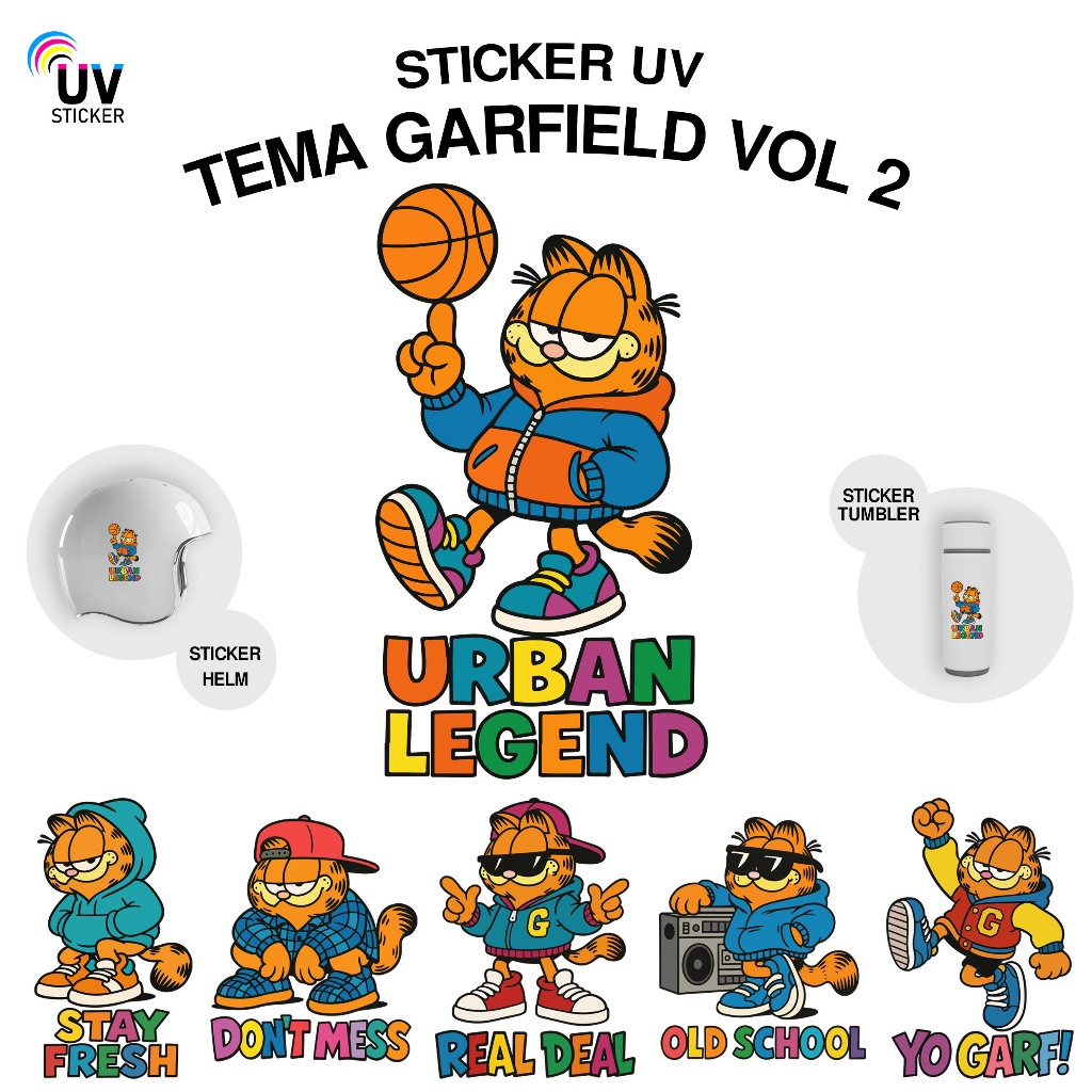 

STIKER UV - TEMA GARFIELD VOL2 | STICKER UV, STICKER MOTOR, STICKER MOBIL, STICKER HELM, STICKER TUMBLER, STICKER 3D, STICKER UV DTF BY UVSticker