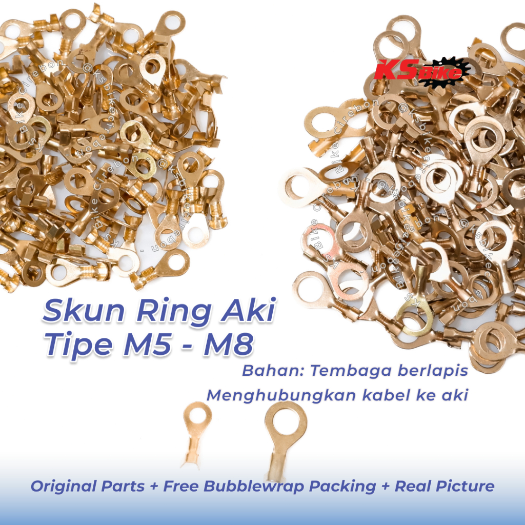 Skun Ring Aki M5 M8 Konektor Kabel Listrik Terminal Sepeda Motor Mobil E-Bike Accu Battery Connector
