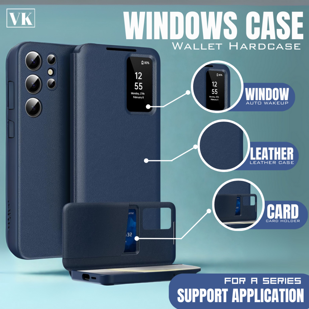 Smart View Case Samsung Galaxy A56 A55 5G Flip Card Holder PU Leather Material Cover Casing