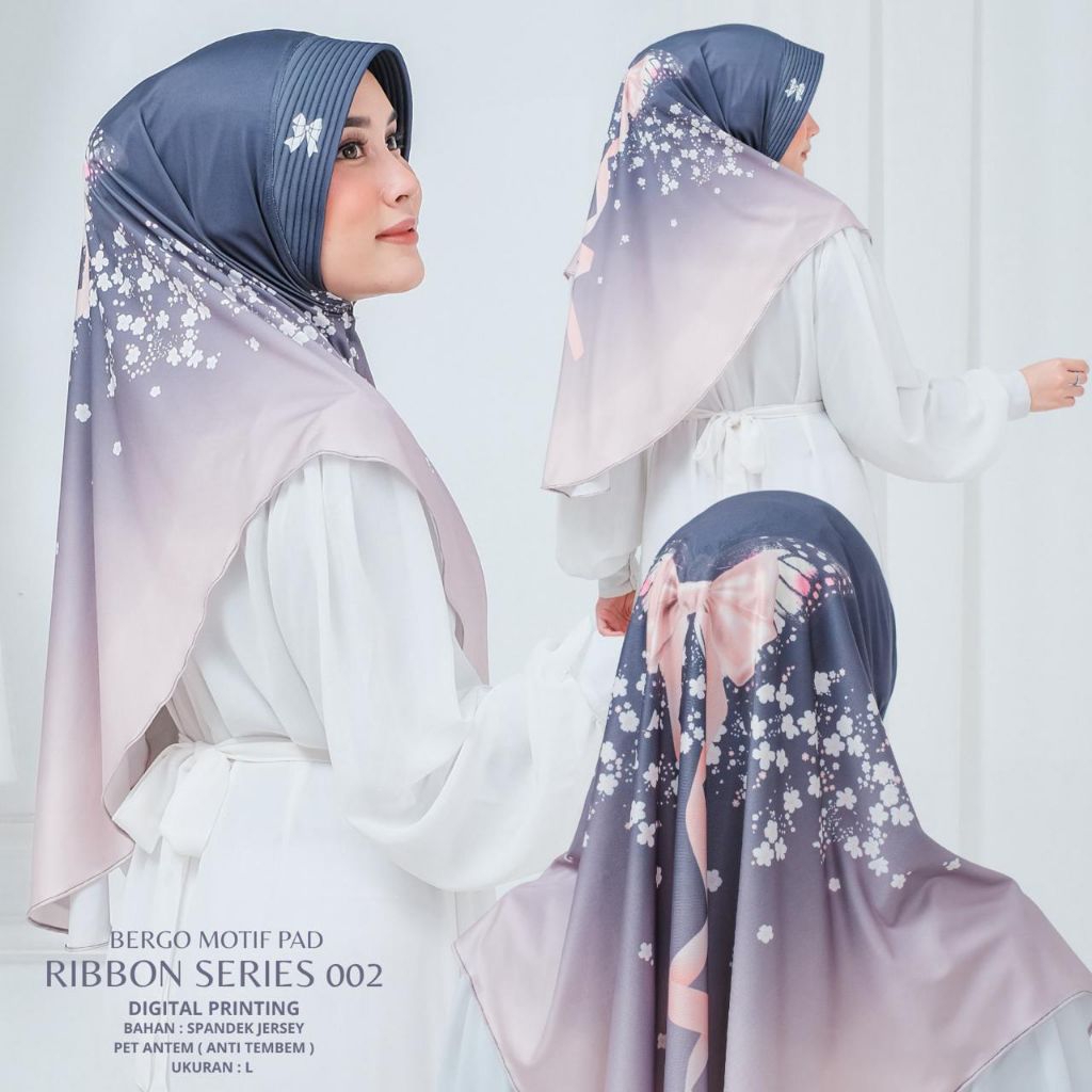Bergo motif pad RIBBON SERIES || Ulinnuha hijab store