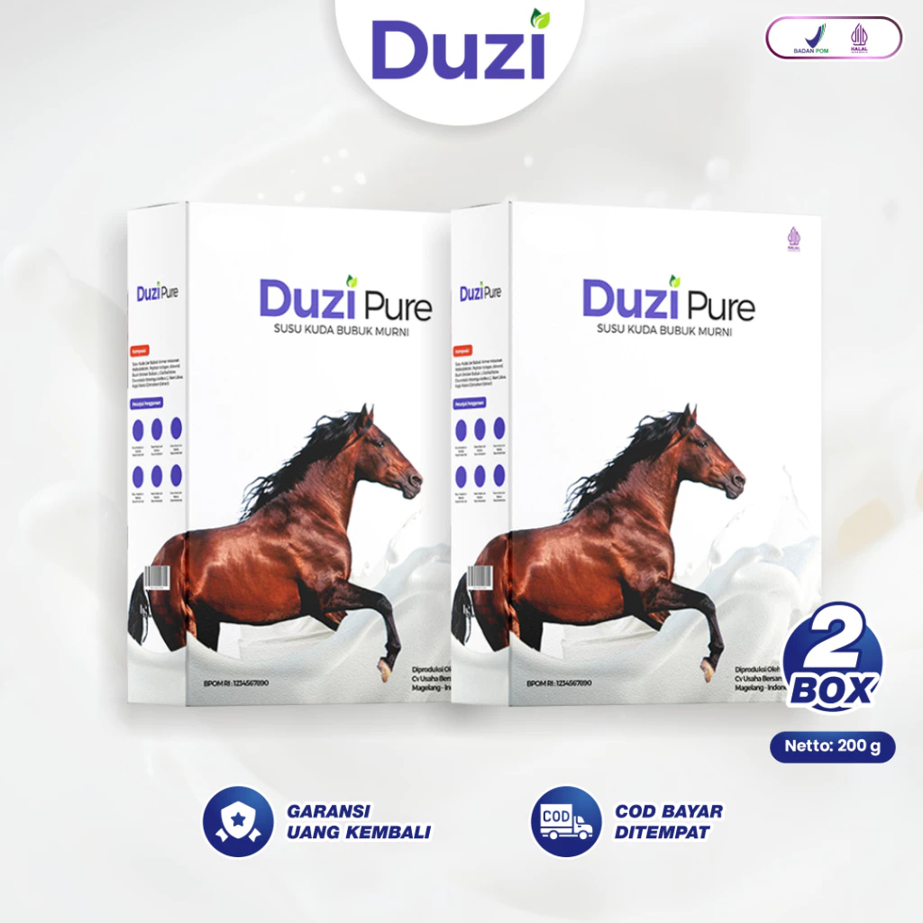 

Duzi Pure[ PAKET 2 BOX] - Susu Kuda Liar Murni Atasi Nyeri Sendi Asam Urat 200 Gram
