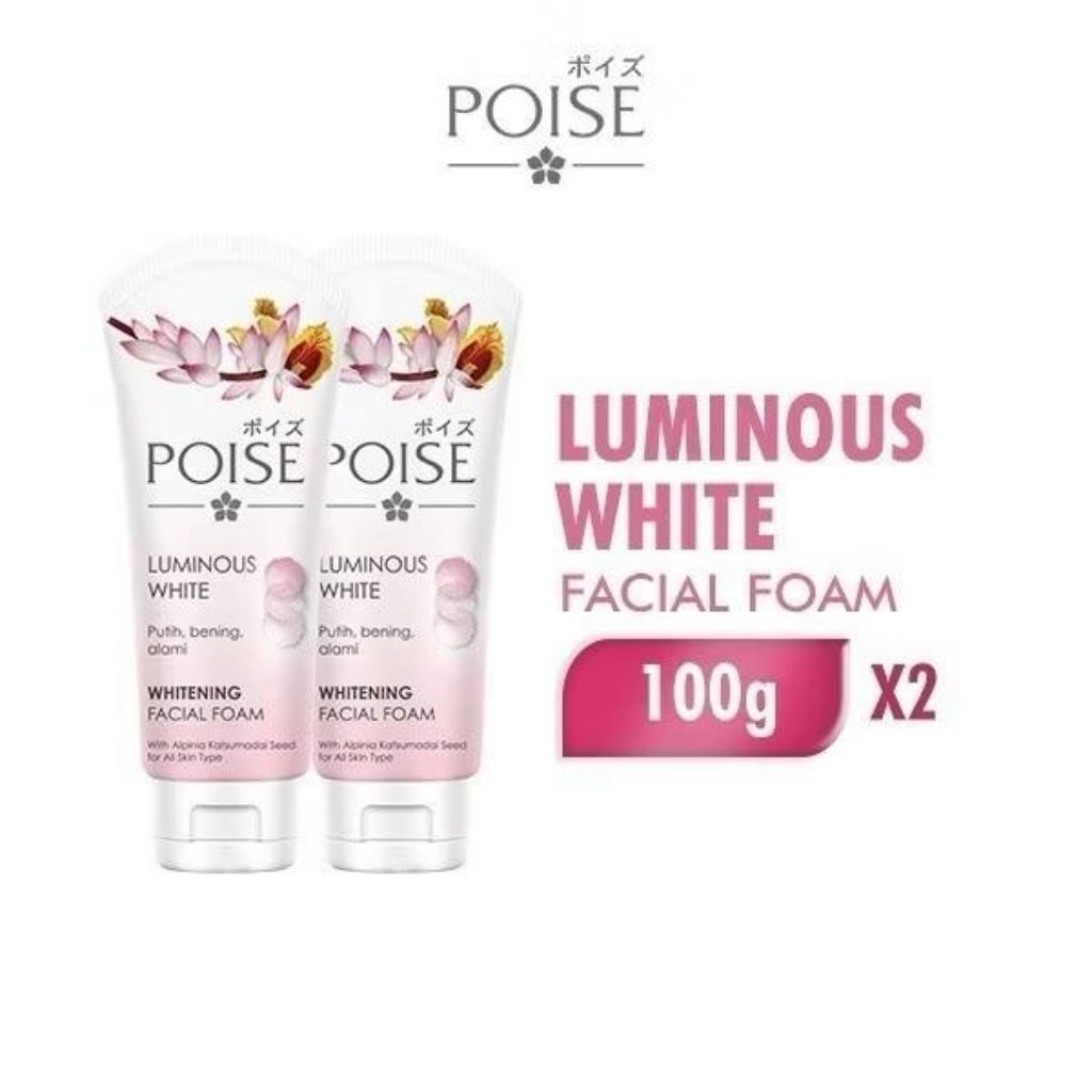 paket bundling Poise Facial Foam Sabun Cuci Muka Luminous White Tube 100 gr x2