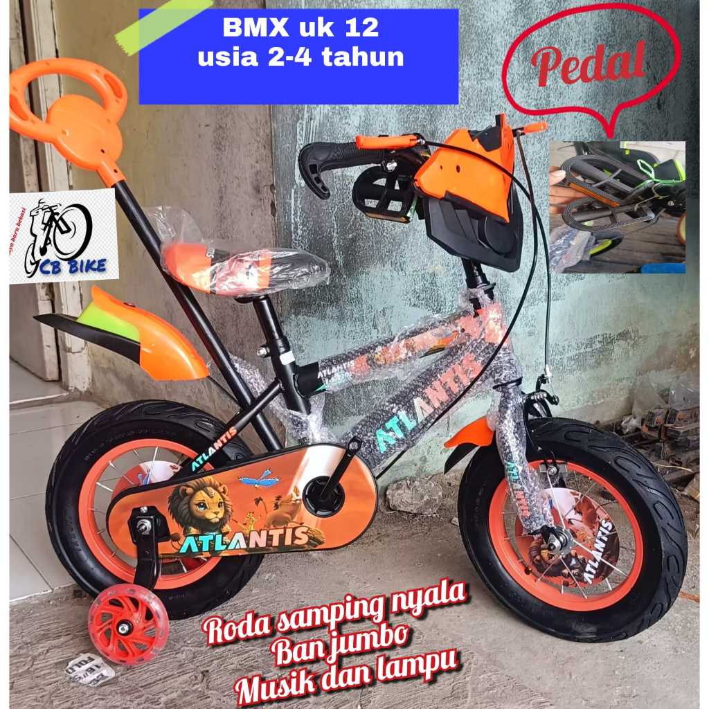 SEPEDA ANAK BMX 12 ATLANTIS LEON Plus Dorong Stir BAN BESAR