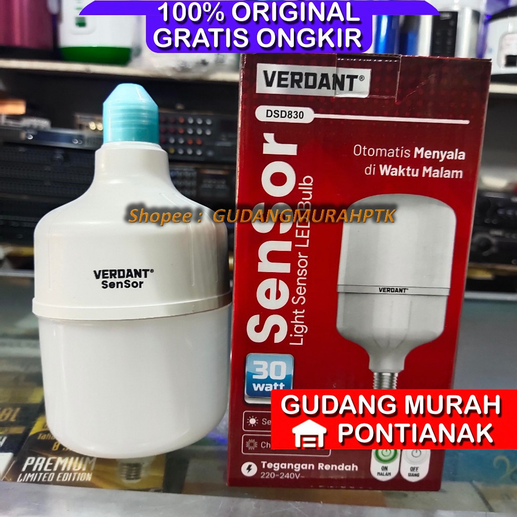 Lampu led Bohlam sensor 30w KAPSULE JUMBO OTOMATIS cahaya uv outdoor VERDANT 30 WATT DSD 830