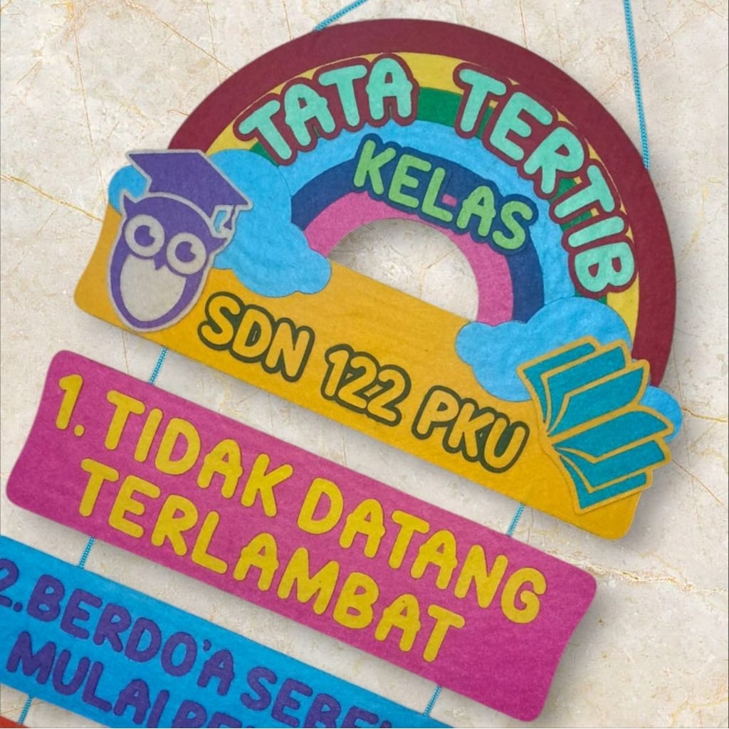 

Ready Tata tertib kelas flanel hiasan dinding edukatif sekolah ukuran besar