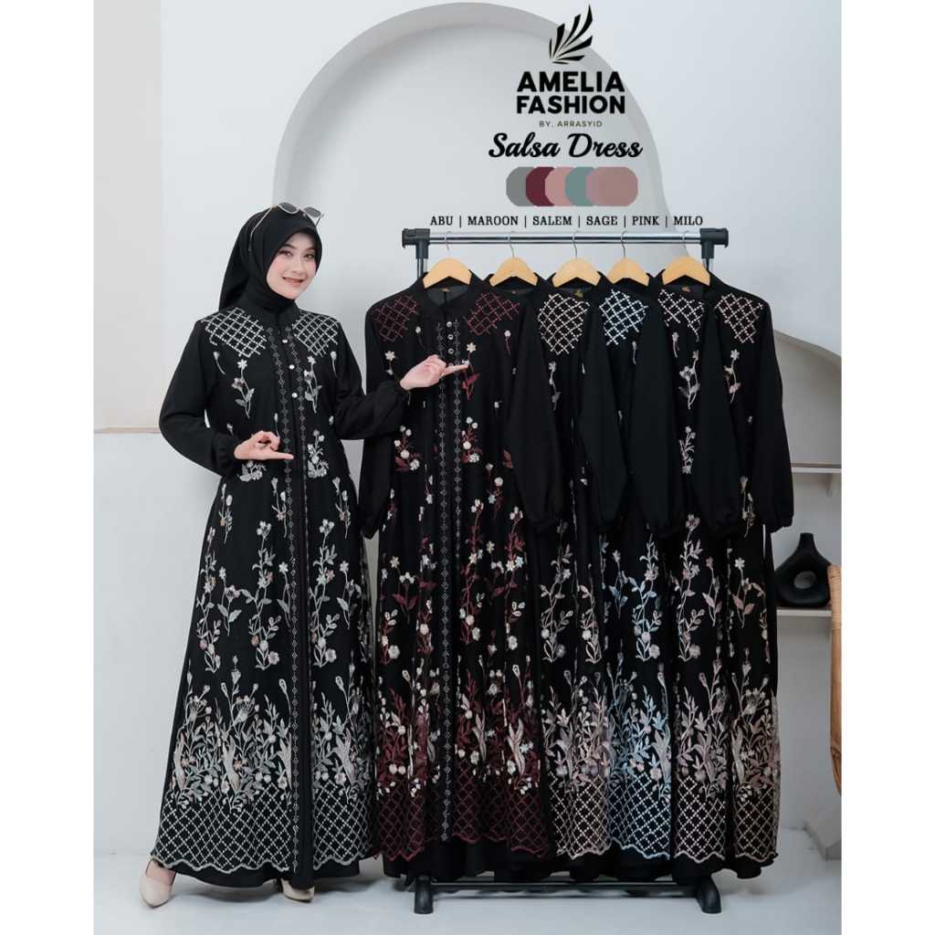 GAMIS SABRINA SALSA DRESS BRUKAT TILE / GAMIS SALSA DRESS LEBARAN BROKAT TERBARU/GAMIS NAURA DRESS B