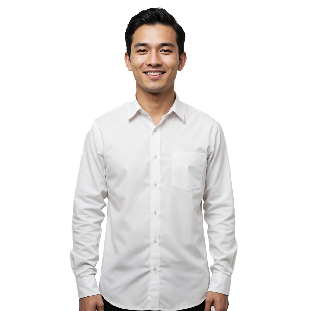 TOPTEN Kemeja Pria Putih Polos Panjang Slim Fit