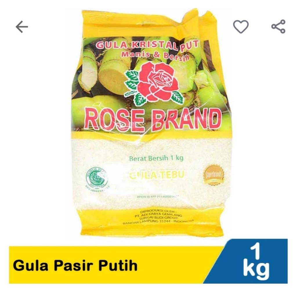 

Gula pasir kuning Rose Brand 1Kg