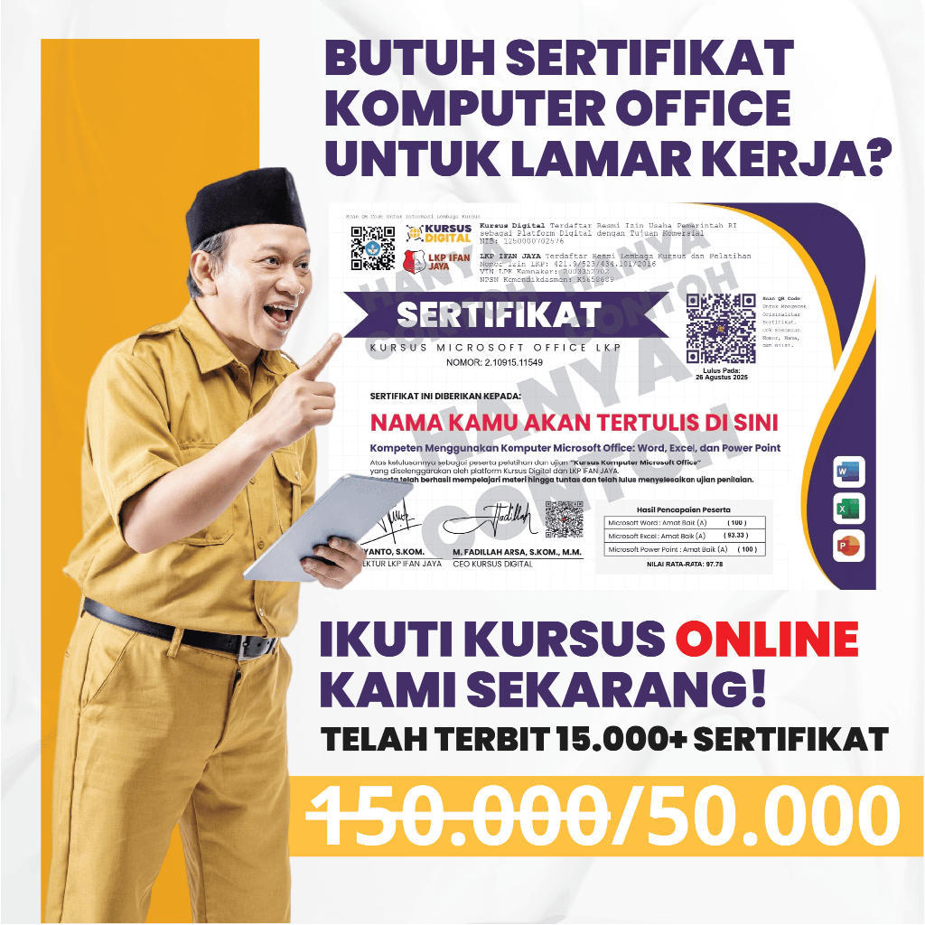 KURSUS KOMPUTER BERSERTIFIKAT RESMI