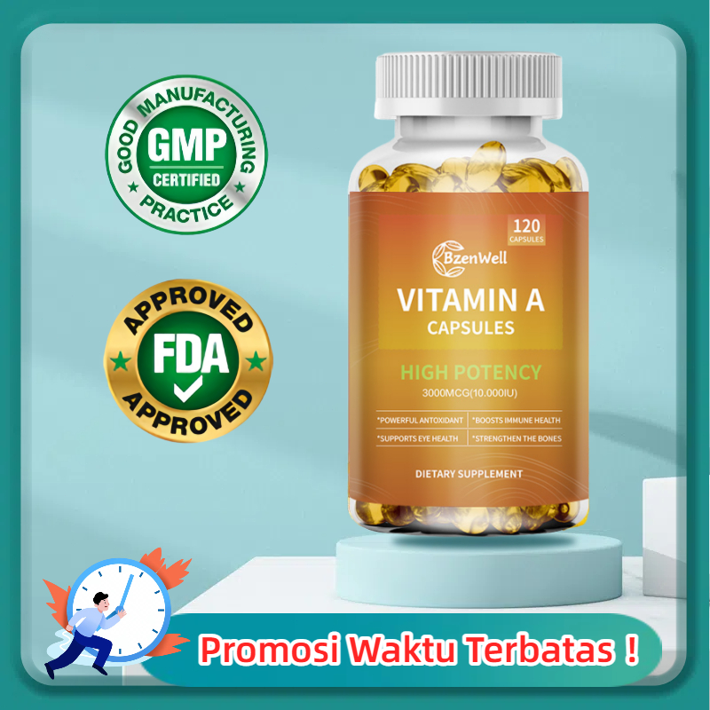 Bzenwell  Suplemen Vitamin A Berpotensi Tinggi 3000mcg (10.000 IU) dari