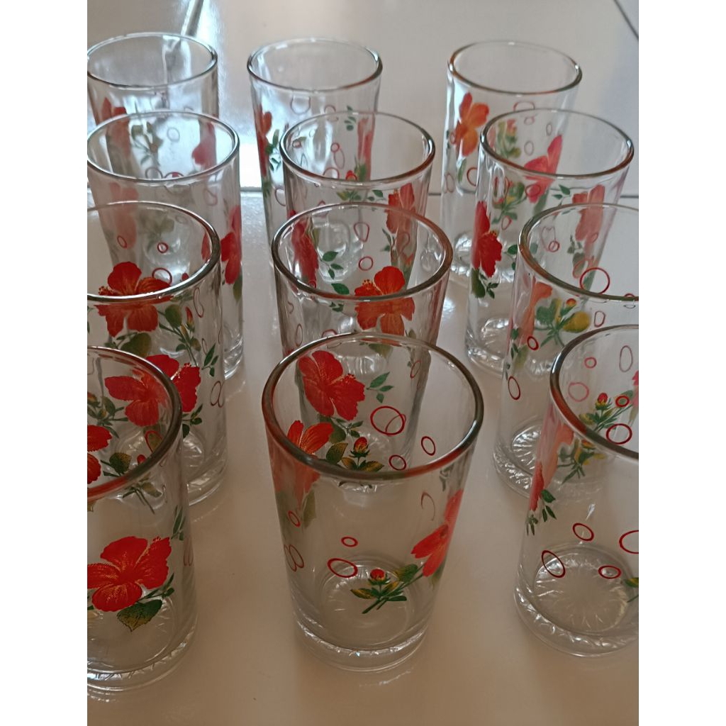 Gelas Kaca Motif Bunga