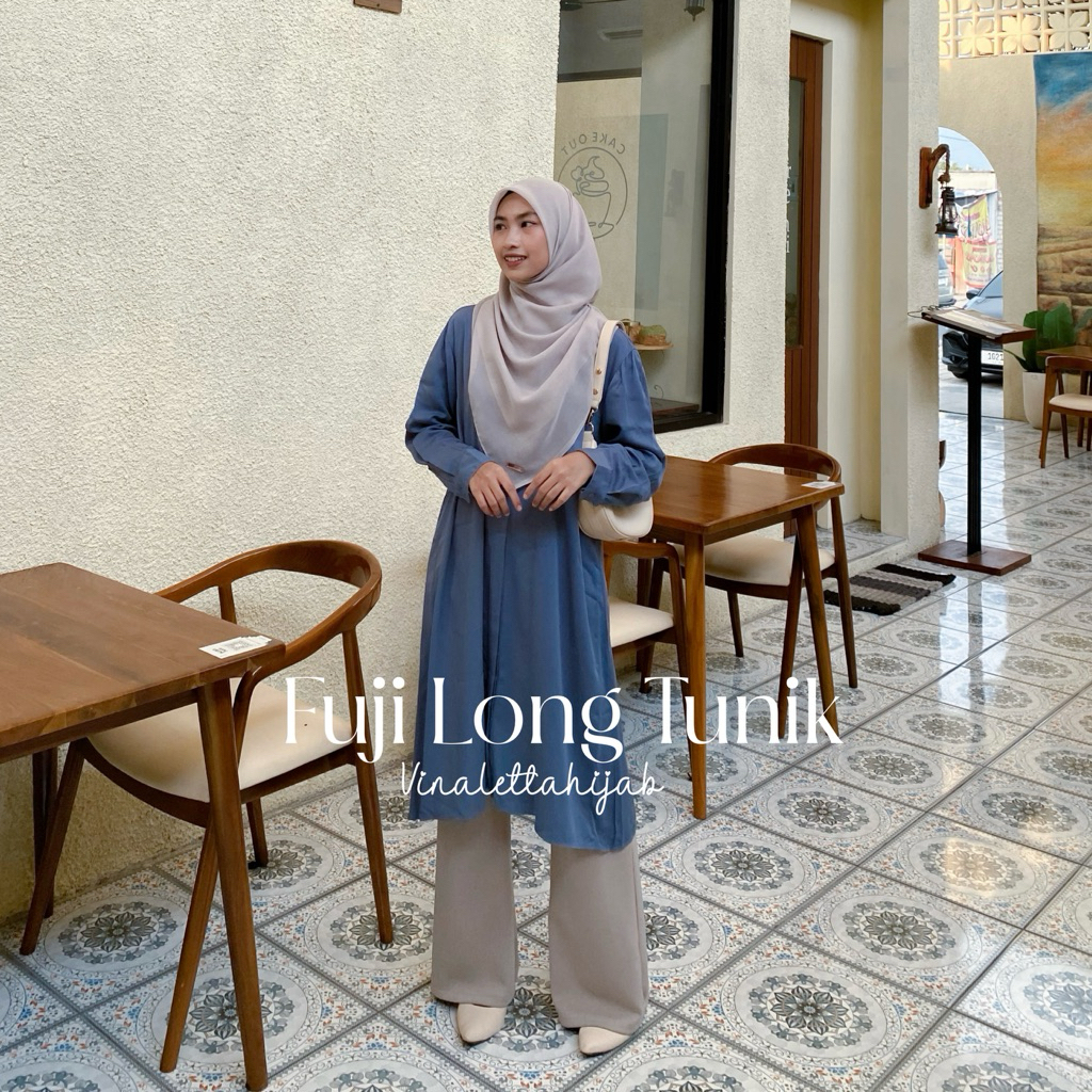 Fuji Long Tunik tunic panjang atasan adem kantor kerja polos rayon twill premium