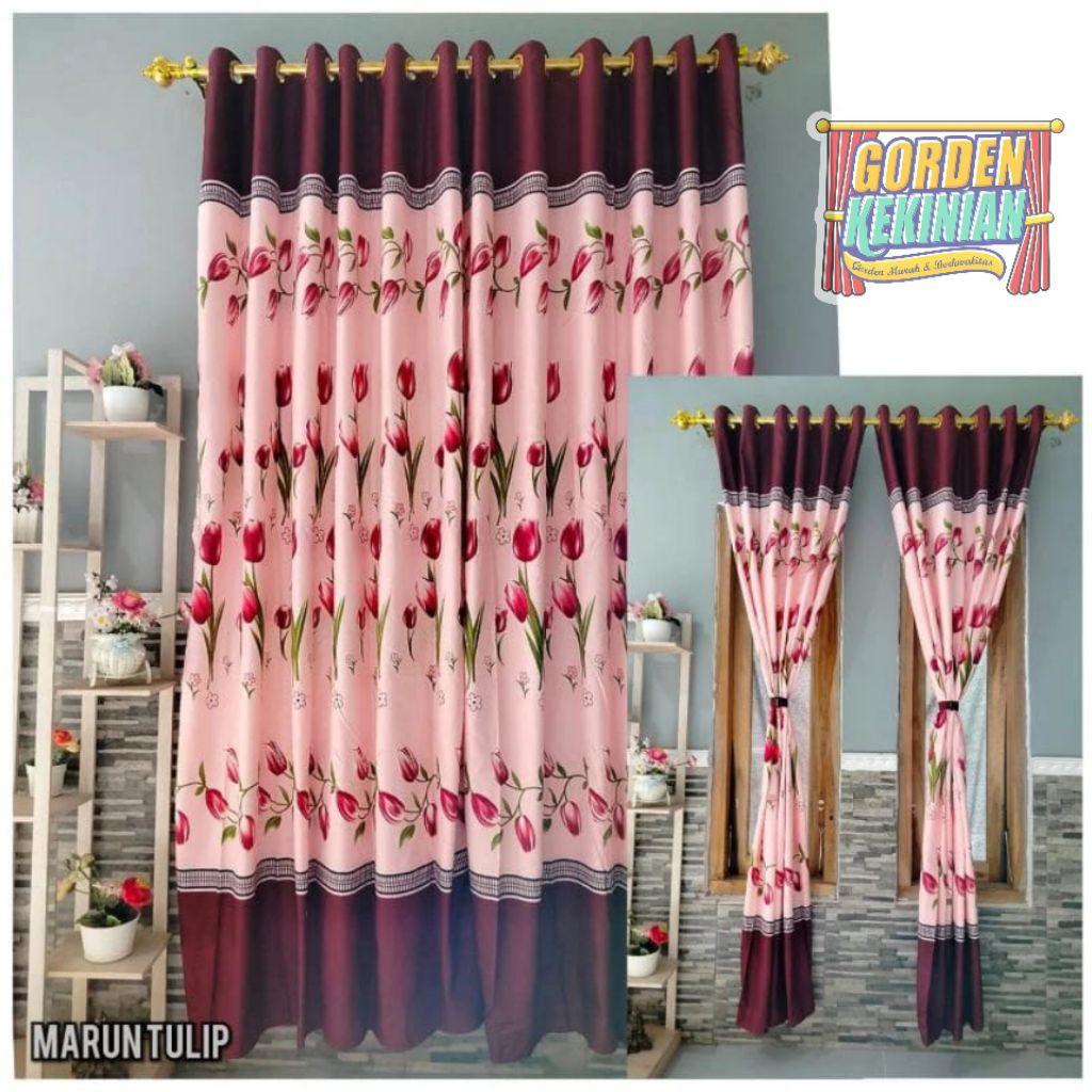 Gorden Motif Tulip Merah Maroon Ring 12 Gorden Bunga Tulip Maroon Gorden Tulip Maroon Gorden Smokrin