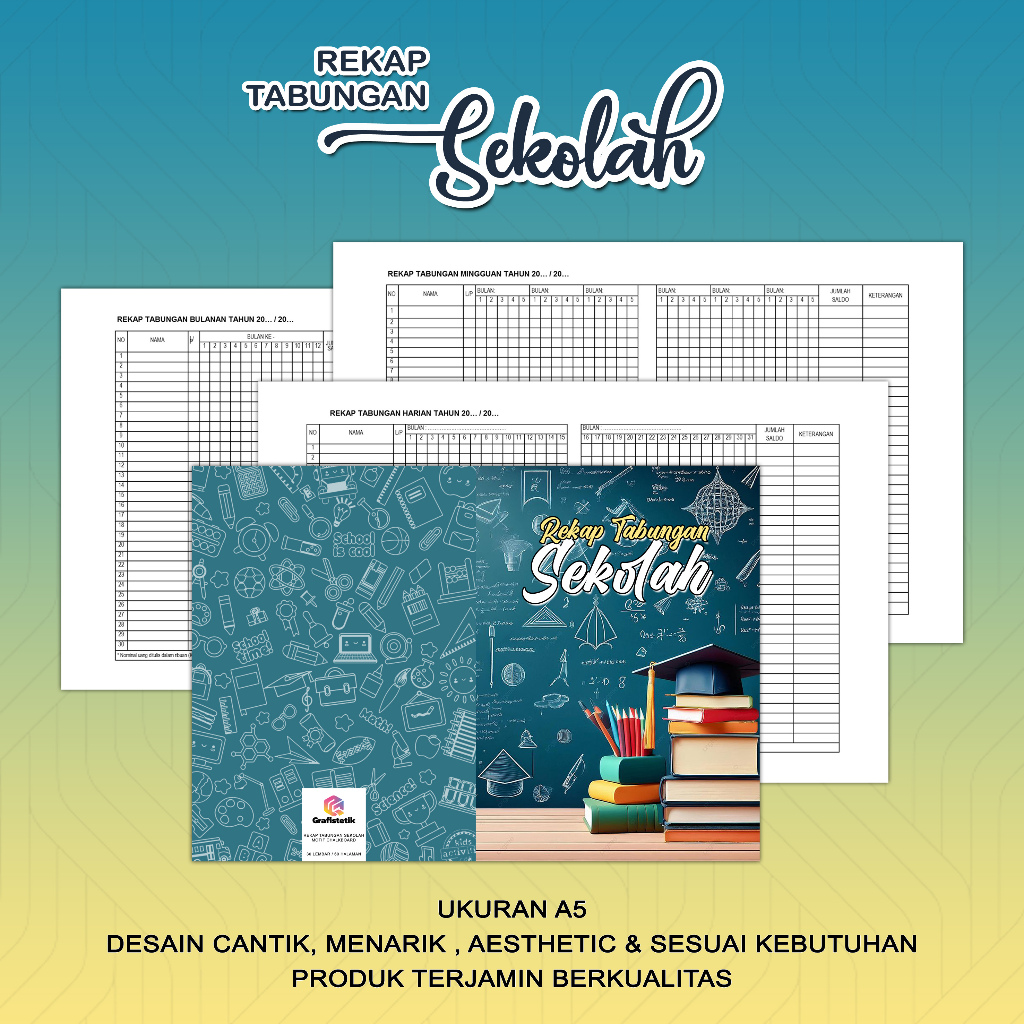 

BUKU REKAP TABUNGAN SEKOLAH MOTIF CHALKBOARD BY GRAFISTETIK