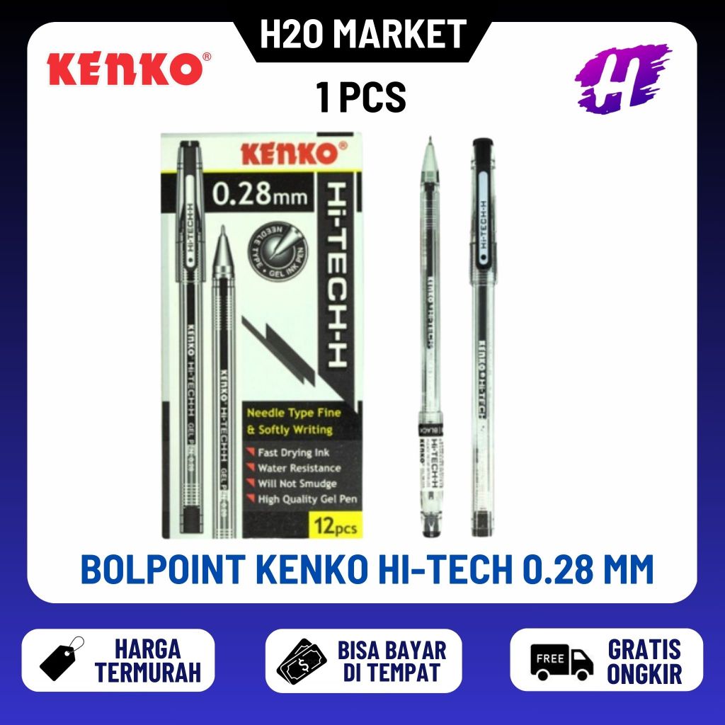 

BOLPEN / BALLPOINT / PULPEN / BOLPOINT KENKO HI-TECH 0.28 MM KENKO BOLPEN TINTA HITAM BIRU 1 PC