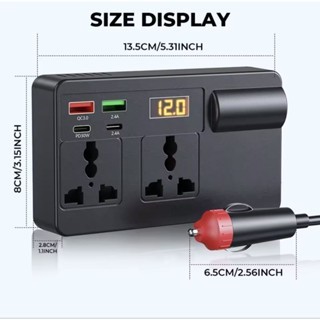 Power Inverter Mobil 150W 12-24V Charger Mobil USB Type C C12