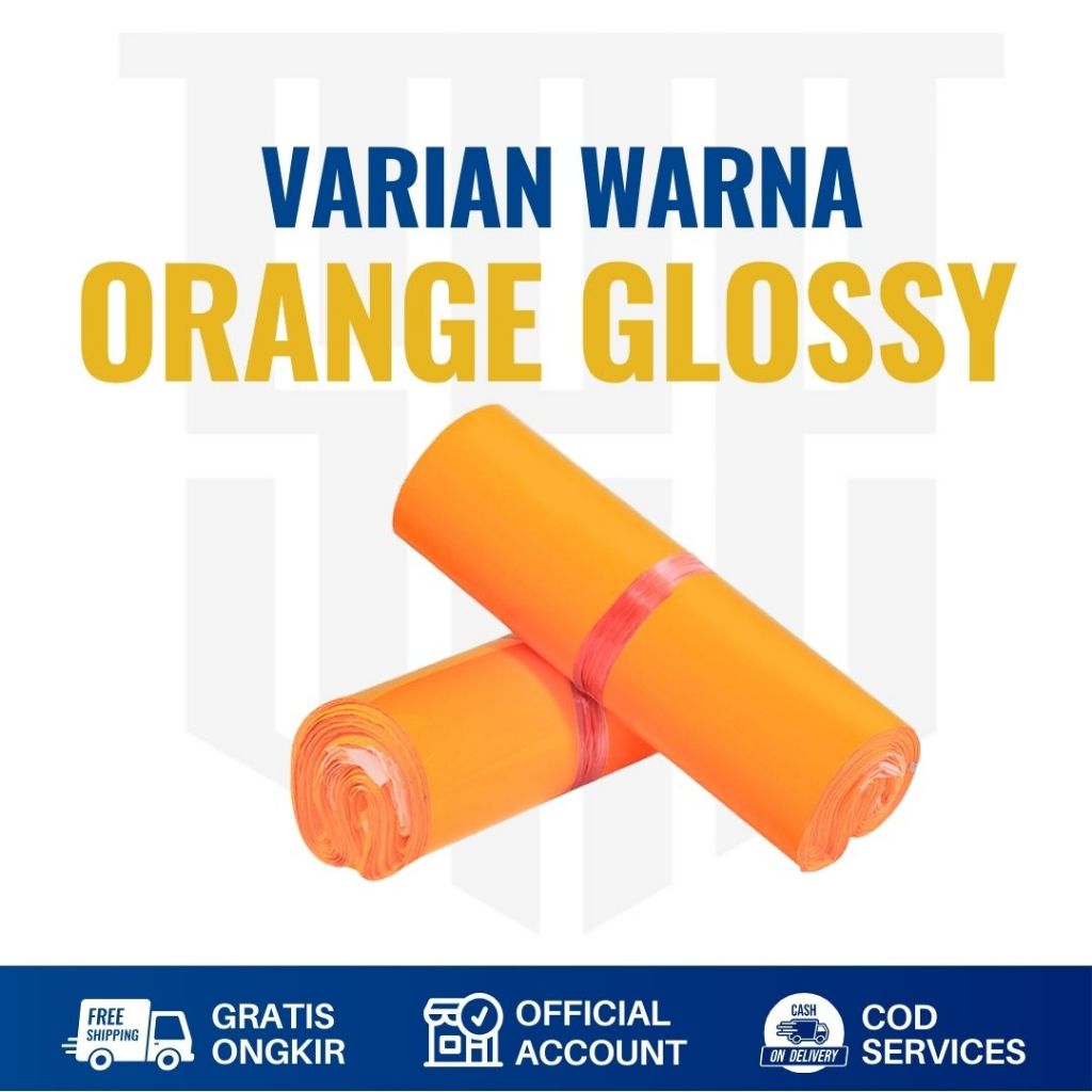 Plastik Packing Polymailer 17x30 Isi 100 PCS Warna Orange Glossy | Plastik Packing Kaos Kaki/Baju Ba