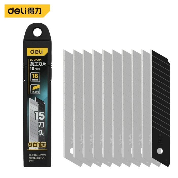 

Deli Cutter Blade / Isi Ulang Cutter 18 mm Isi 10 pcs perkakas DL-DP09A