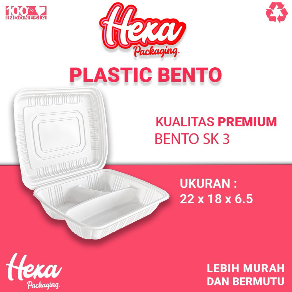 (25pcs) Meal Box sekat 3 / Bento box sekat 3 / Bagasse box bento sekat 3