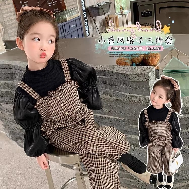 Setelan Import Anak Perempuan Usia 1-4 Tahun | Oneset 3in1 Baju Dalaman Lengan Panjang Balon Tile Se