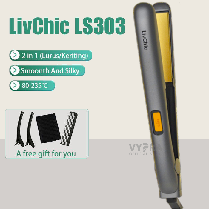 Best Seller Catokan Tourmaline LIVCHIC LS303 ORIGINAL Pelurus Curly Rambut Keramik Professional