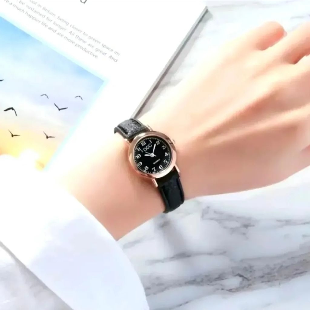 JAM TANGAN CASE STAINLESS STEEL BACK STRAP PU ANGKA