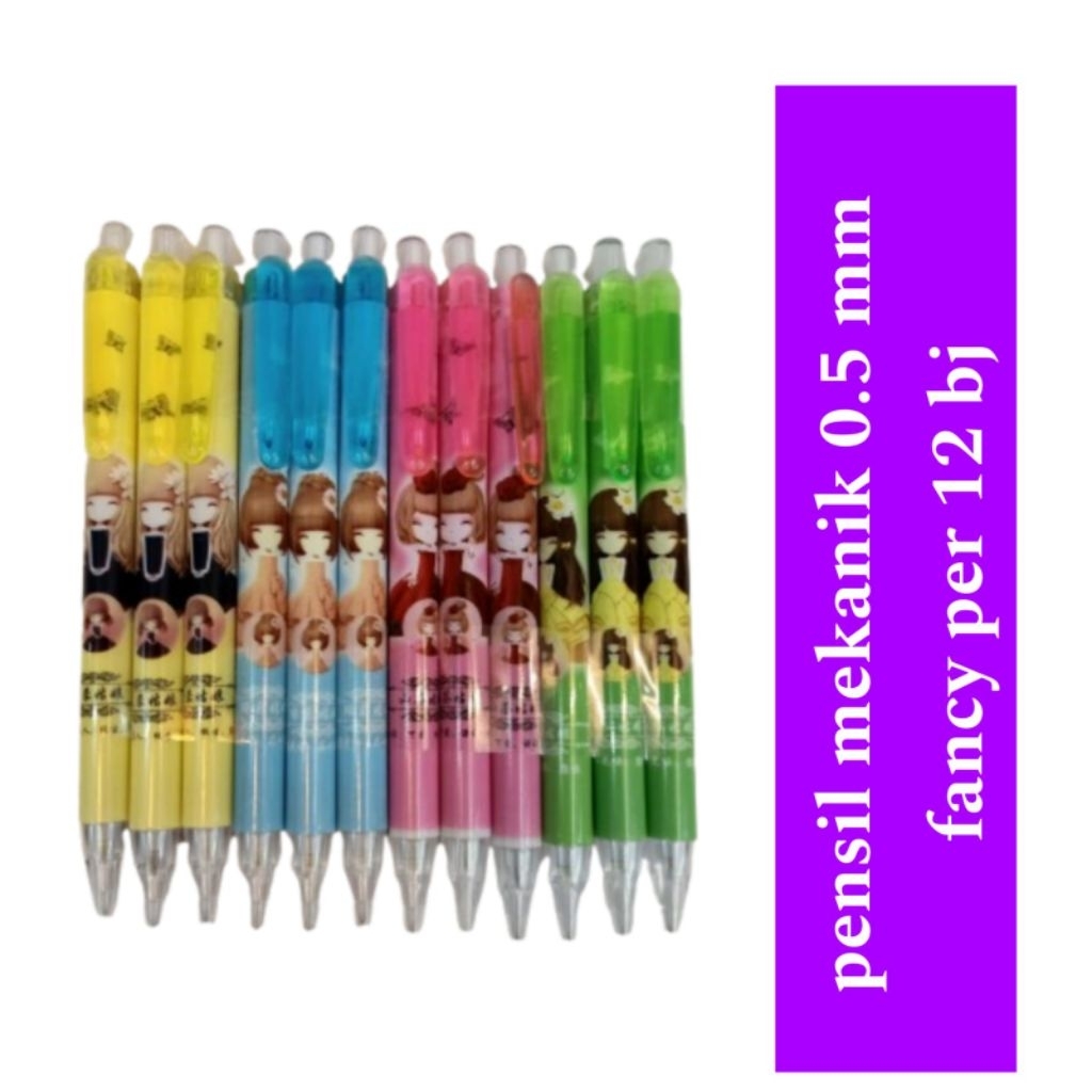 ( 1  pak = 12 pcs ) pensil mekanik 0.5/ pensil mechanical fancy/ pensil mekanik murah