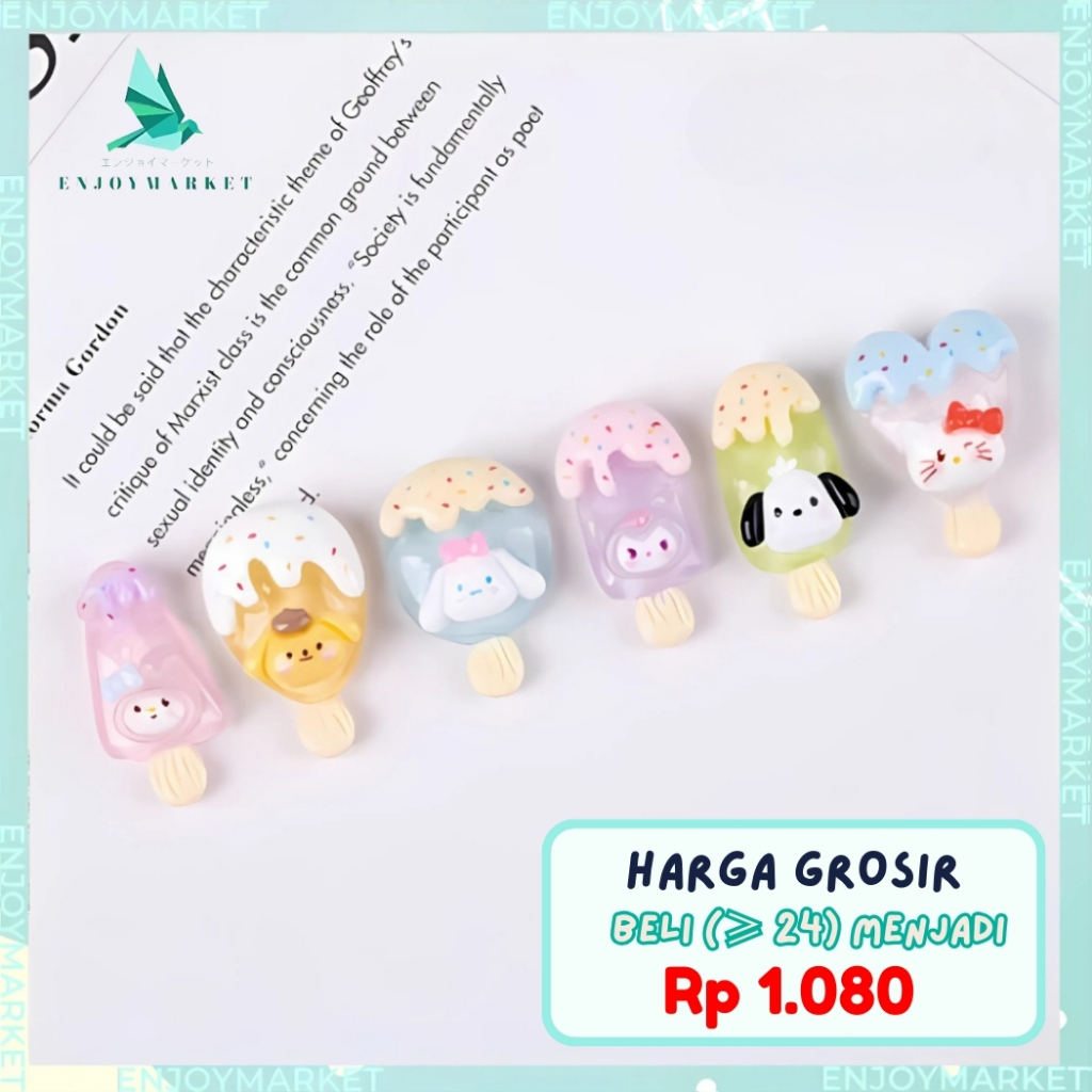 

Clay Resin Stiker 3D DIY Edisi Ice Cream Sanrio Characters Dekor Casing HP Motif Kartun Lucu Aksesoris Tempel