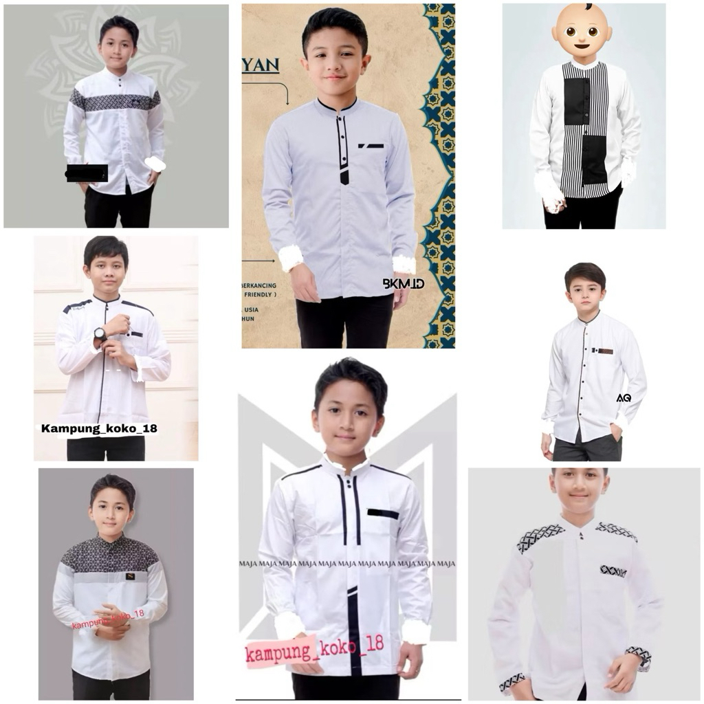 koko anak putih anak remaja usia SD - SMP lengan panjang