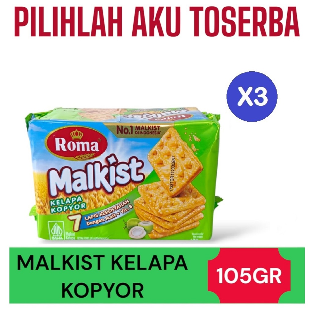 

Biskuit Roma Malkist KELAPA KOPYOR 105 gr - ( HARGA PAKET ISI 3 )