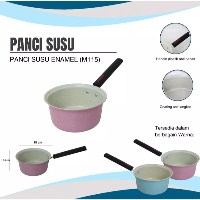 Panci Susu Enamel M115 Anti Lengket 18cm Pink Biru Panci susu anti lengket/ Panci Mini anti lengket 