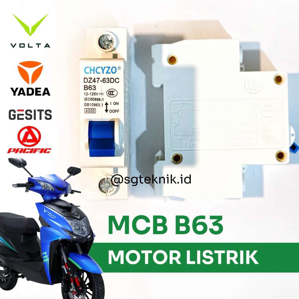 MCB MOTOR LISTRIK B63 DZ47-63DC VOLTA YADEA GESITS