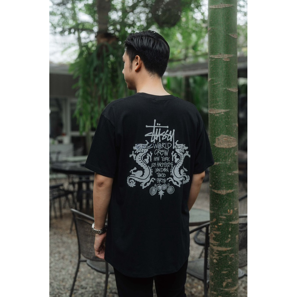 Stussy Double Dragon tee Black Original / Baju Kaos Stussy Authentic