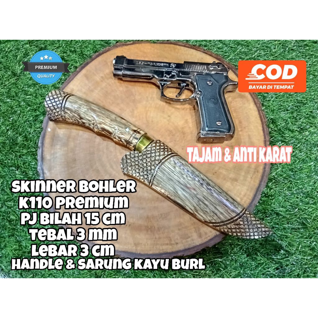 Bohler K110 Custom / Pisau Hiasan Dapur / Skinner Bohler K110 / Pisau Seset Daging / Pisau Dapur Ser