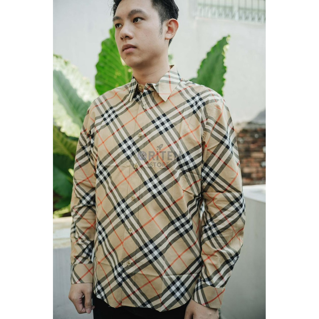 Burberry Vintage Check Shirt Long Sleeve Sand Original / Kemeja Burberry Authentic