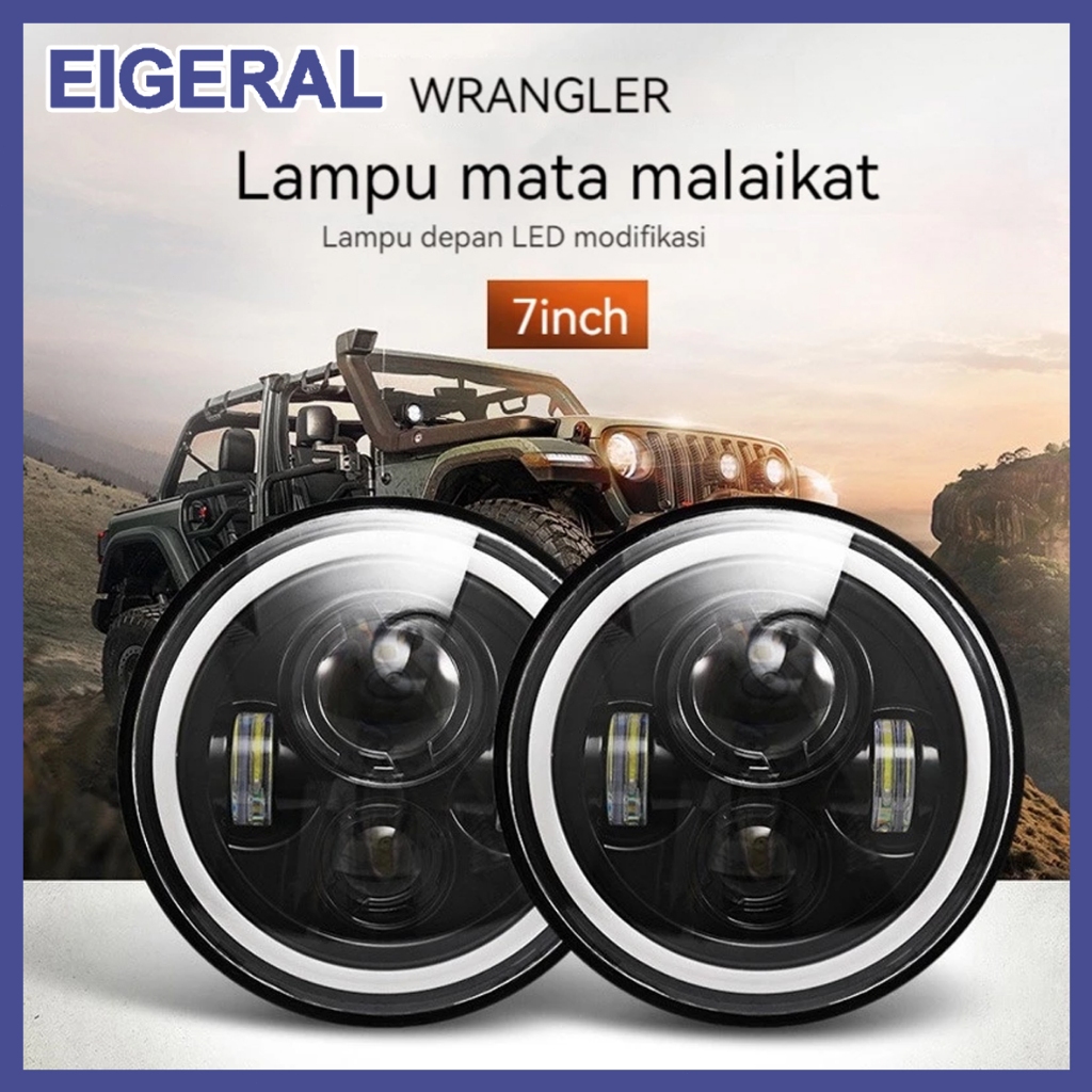 1PCS Lampu LED Projie Putih Kuning Lampu Projie Running LED 7 Inch Lampu Utama Projie Plus 4 LED COD