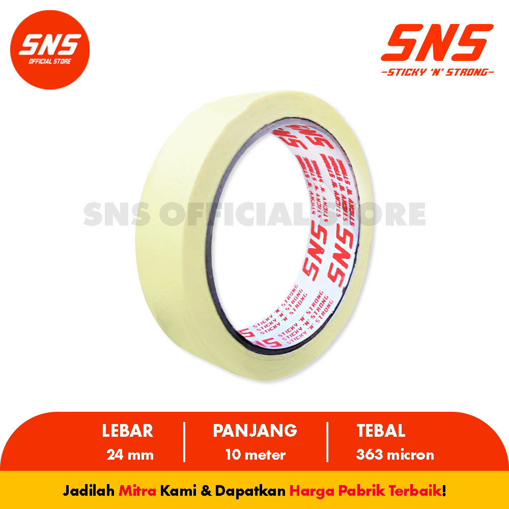 

MASKING TAPE 1 INCH 24 MM / LAKBAN KERTAS 1 INCH 24 MM SNS STICKY N STRONG