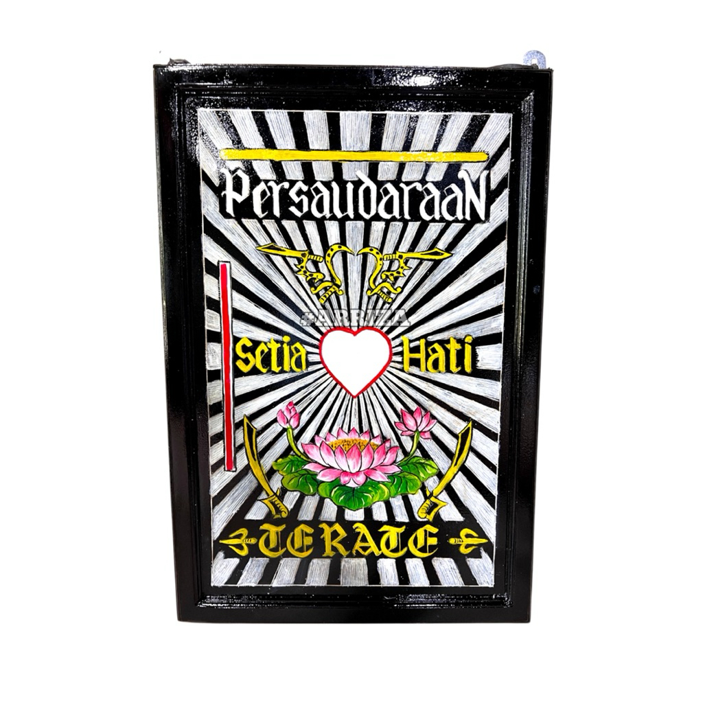 Pigura hiasan dinding Psht Terate 1922 Warna Ukuran Panjang 60cm x Lebar 40cm dari Kayu Jati asli / 