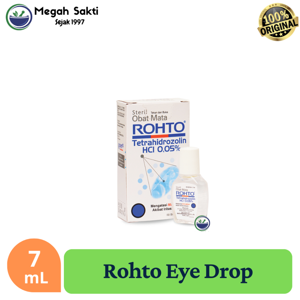 Megah Sakti - Rohto Eye Drop - Obat Tetes Mata Merah, Iritasi Ringan, Perih, Dan Berair 7 mL