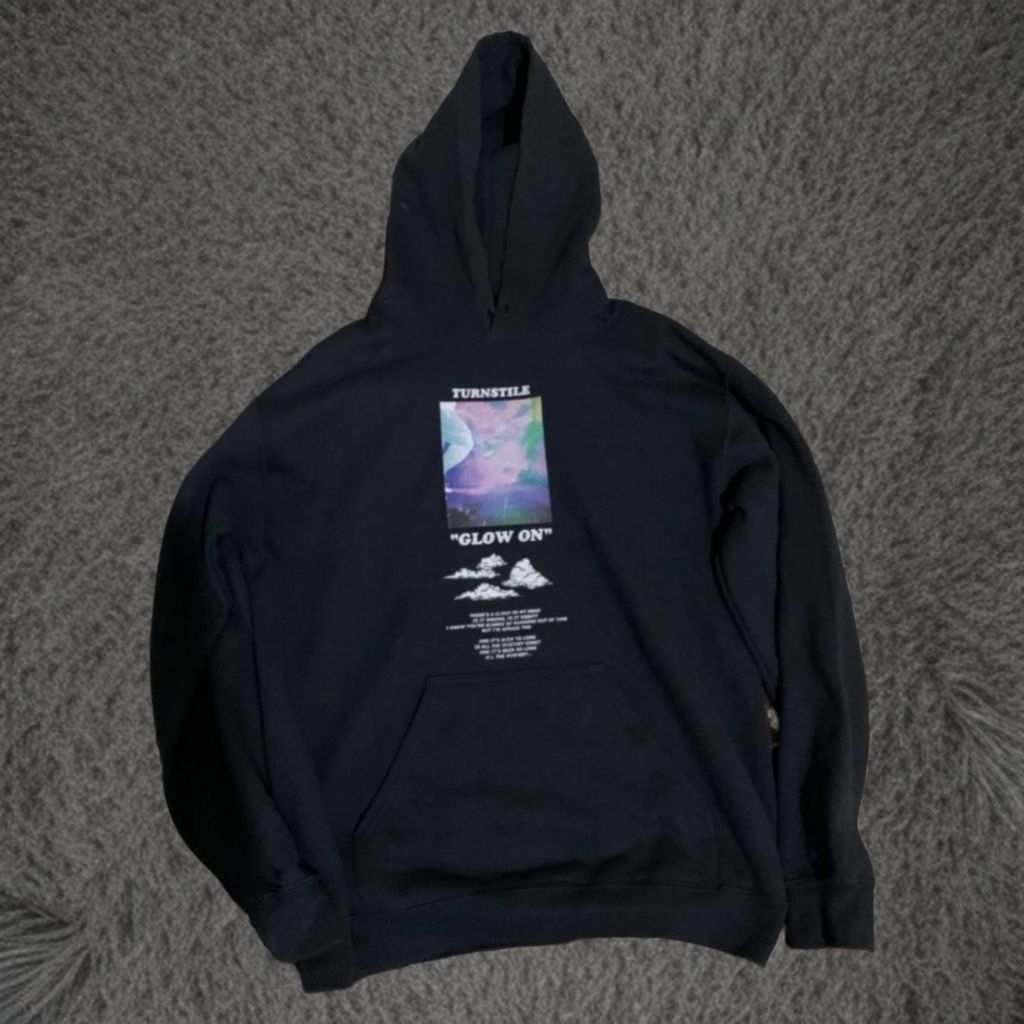 TURNSTILE official album GLOW ON Hoodie medium black tag Gildan heavy blend