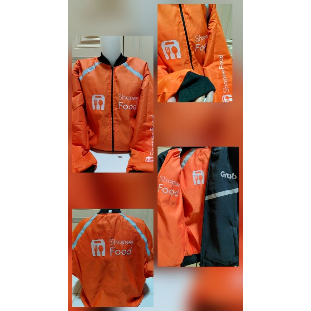 Jaket 2in1 / Bolak Balik (Grab hitam - ShoppeFood)