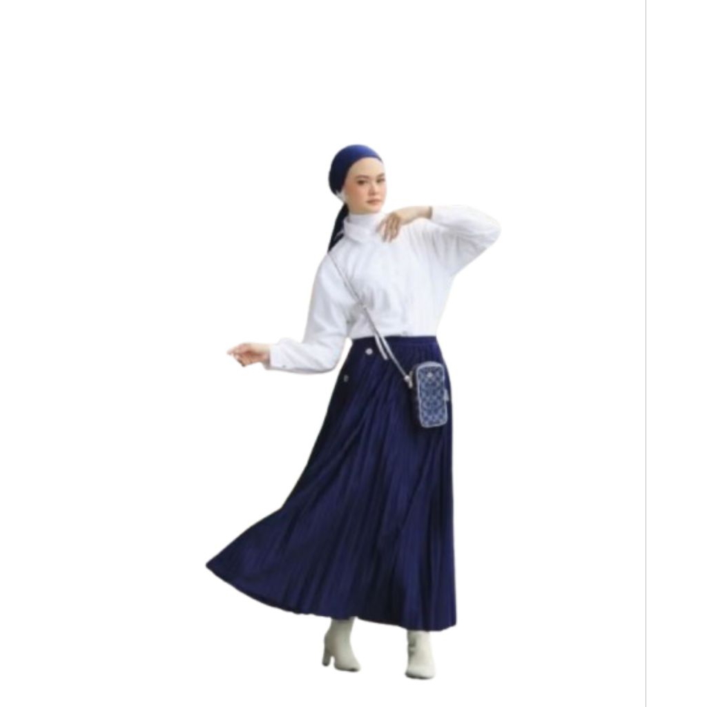 EXCLUSIVE Rok Plisket RANIA ZR Dan Hi Fashion Original Variasi Saku Kancing Original