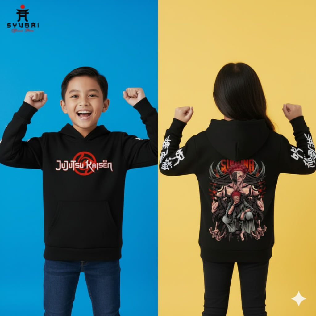 SYUBAI - Hoodie Anak Laki Perempuan Jujutsu Kaisen Gojo Satoru JJK Anime Jaket Sweater Sablon DTF Ba