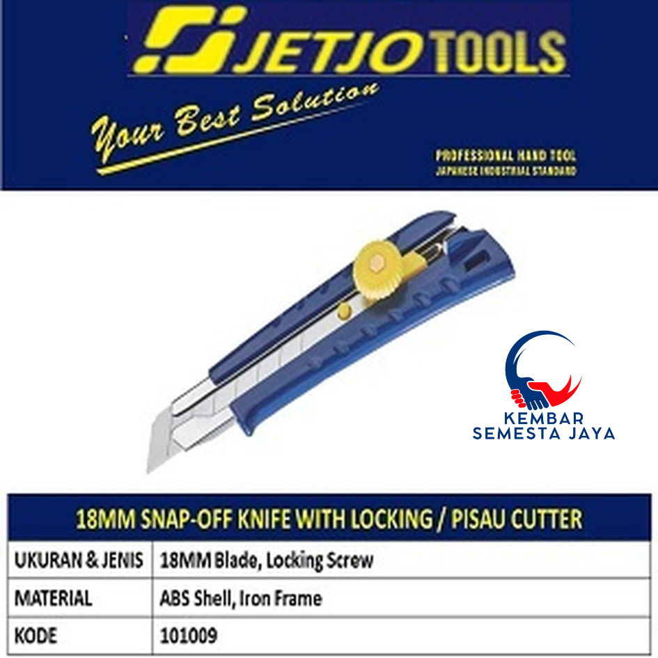 

JETJO 101009 Pisau Cutter 18mm Locking Locker Screw Penahan Putar Bulat Snap-Off Knife Body ABS Frame BESI Tekiro Hasston