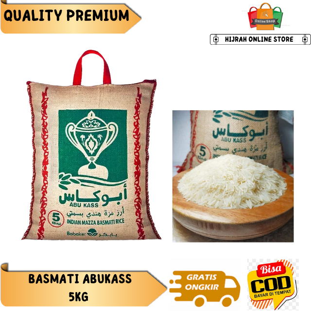 

BERAS BASMATI ABUKASS 5KG KEMASAN ASLI I BERAS NASI KEBULI BRIYANI I BASMATI ABU KASS PREMIUM QUALITY