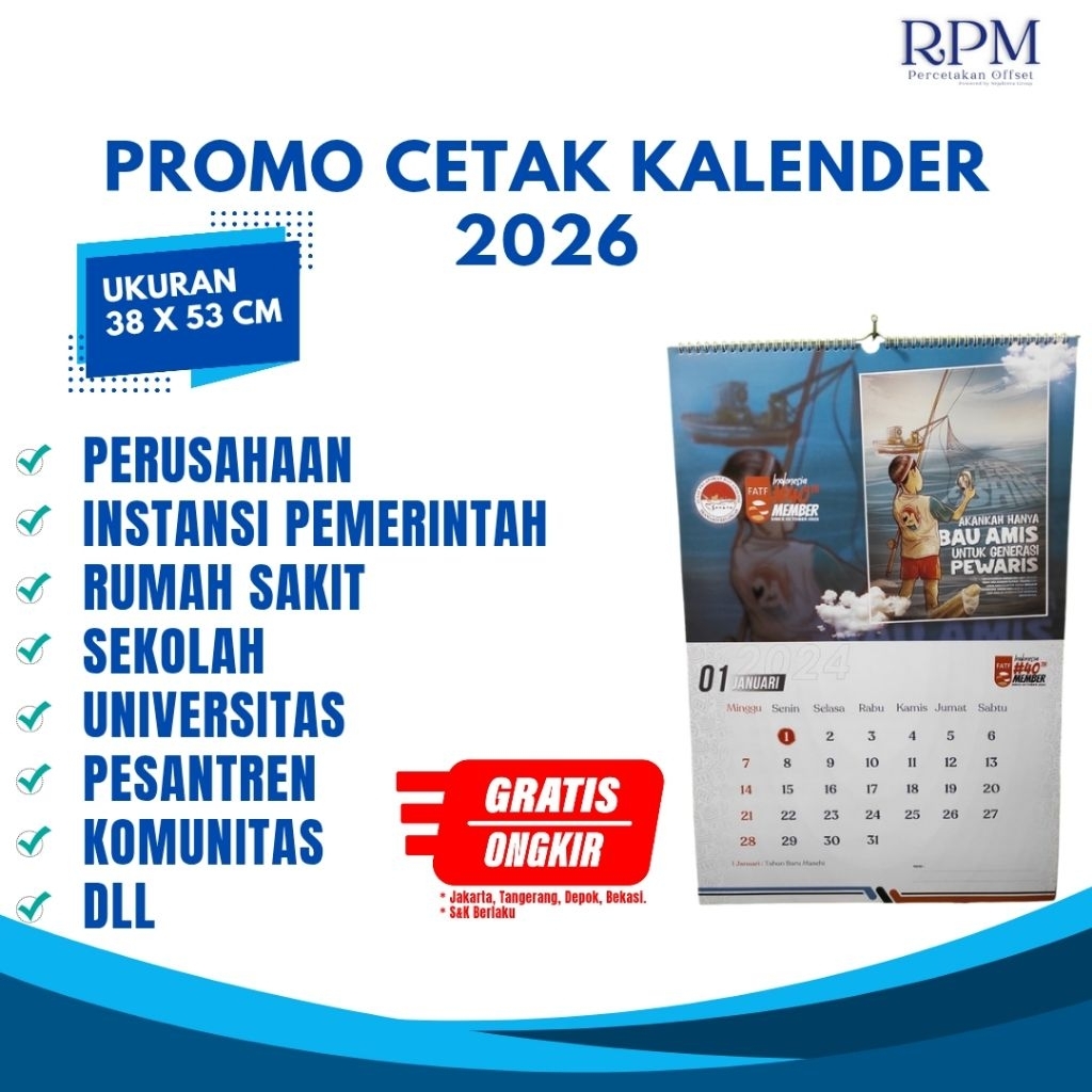 

Cetak Kalender Dinding 2026 Ukuran 53x38 cm | 7 Lembar