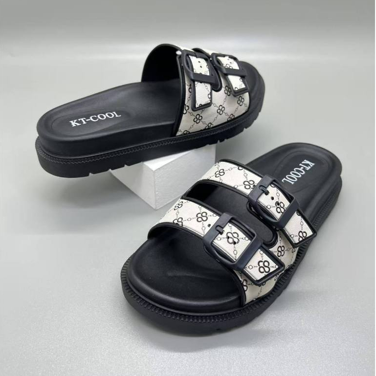 Sandal Slop Wanita Polos Double Strap Sandal Ringan Empuk Bahan Karet Shoes Sendal Selop/KT-2020